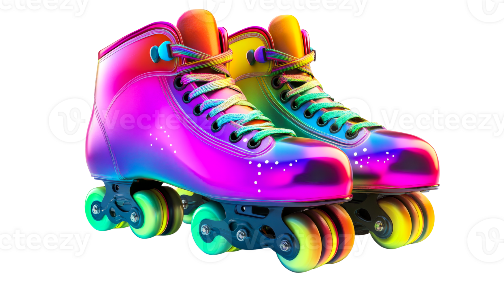 Colorful roller skates, cut out transparent png