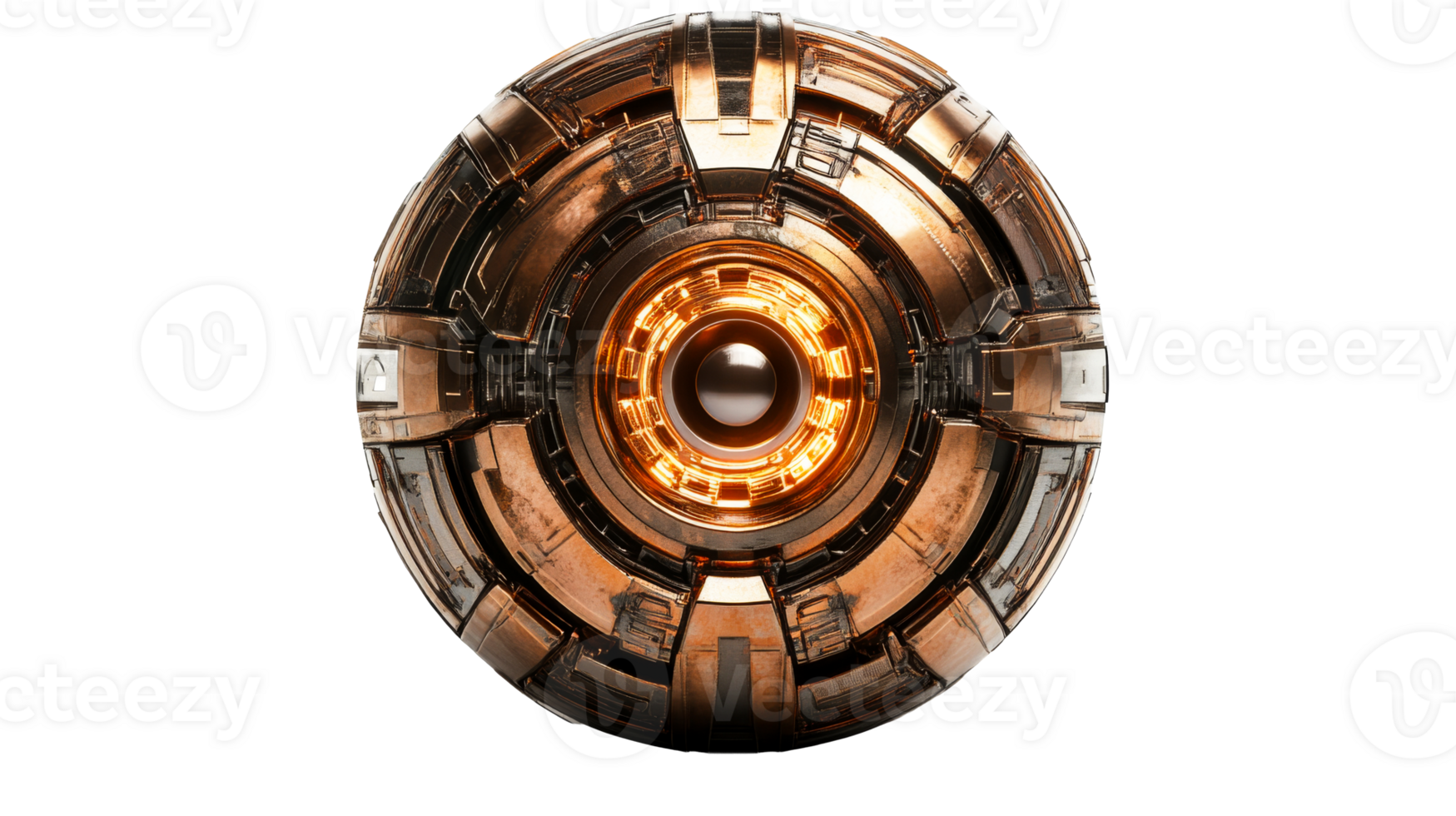 Metal Sci-Fi Orb with Glow, cut out transparent png