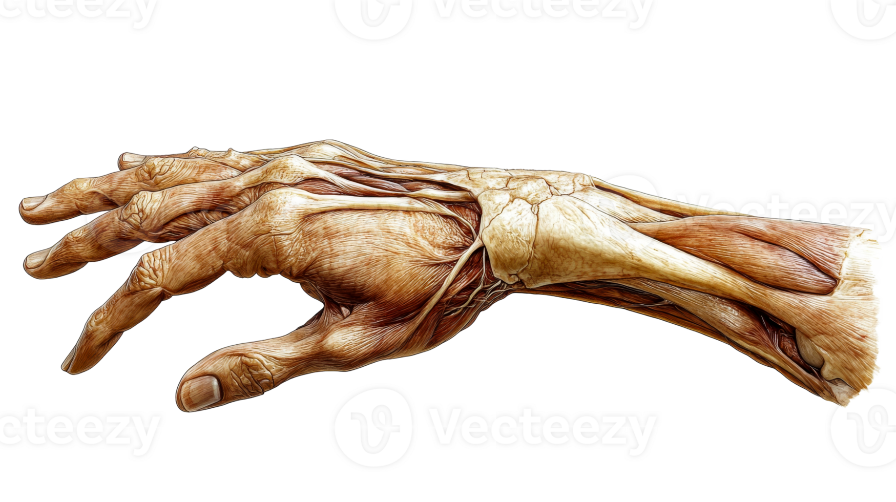 Hand musculature, human anatomy reference, cut out transparent png