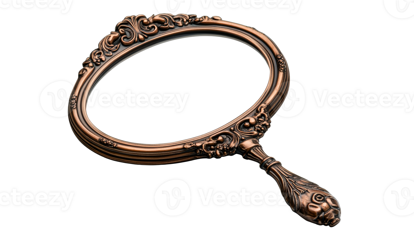 Antique Ornate Hand Mirror, cut out transparent png