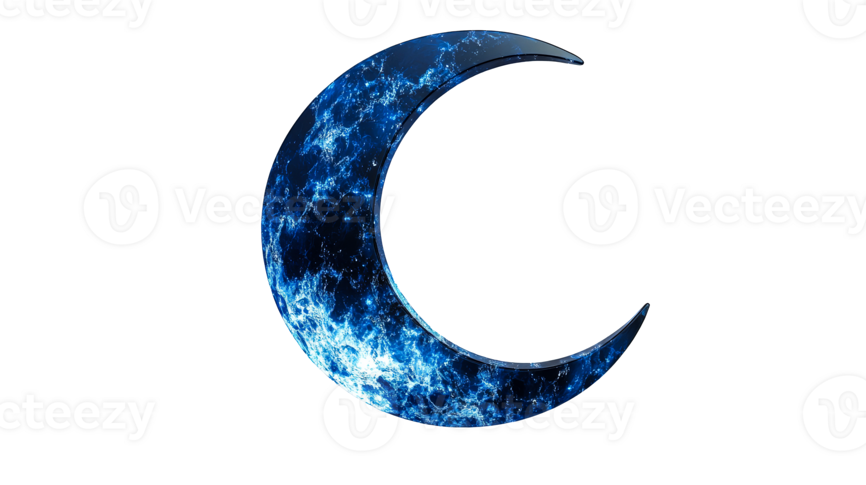 Crescent moon isolated on black, cut out transparent png