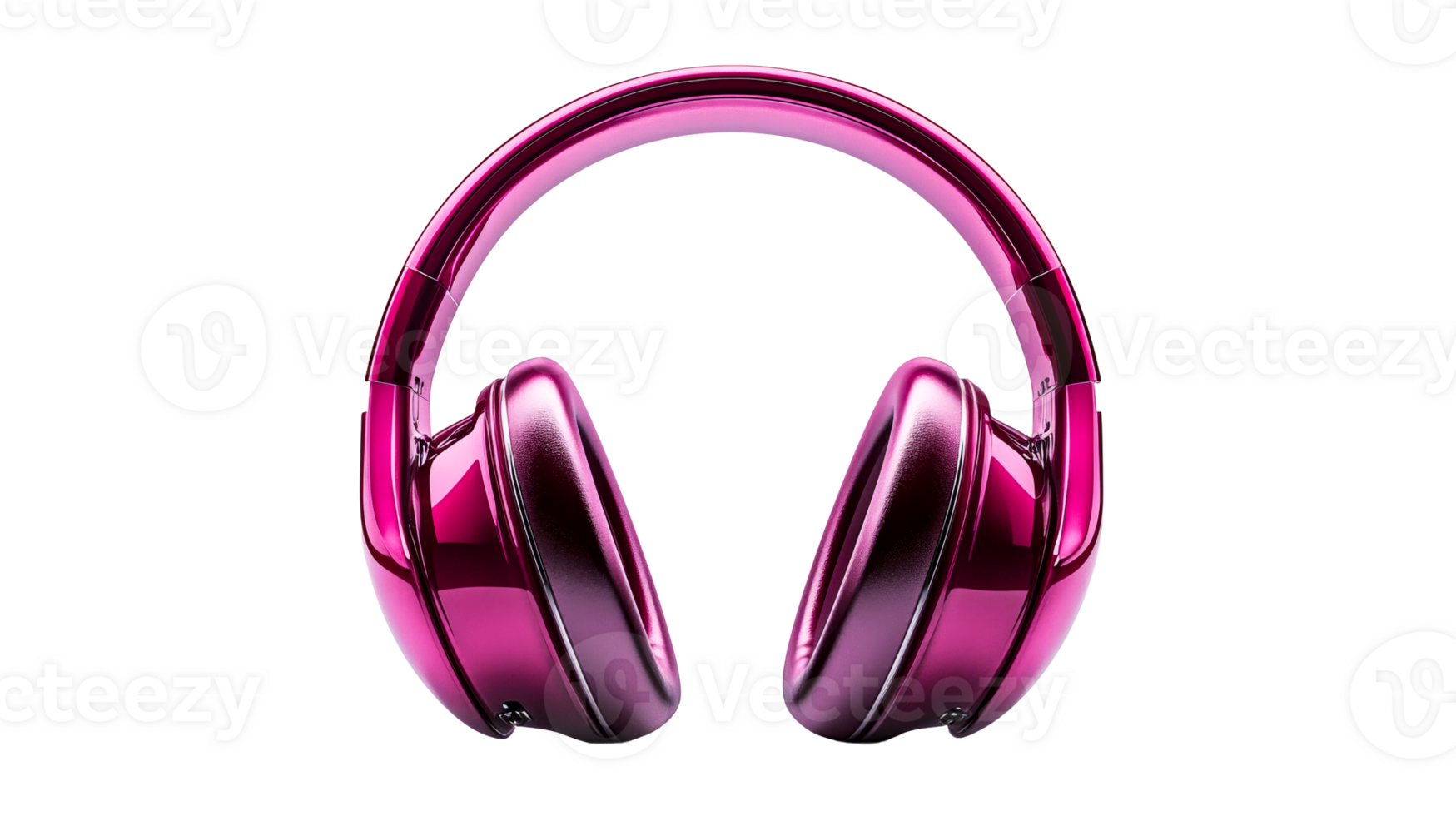 Magenta glossy headphone, cut out transparent png