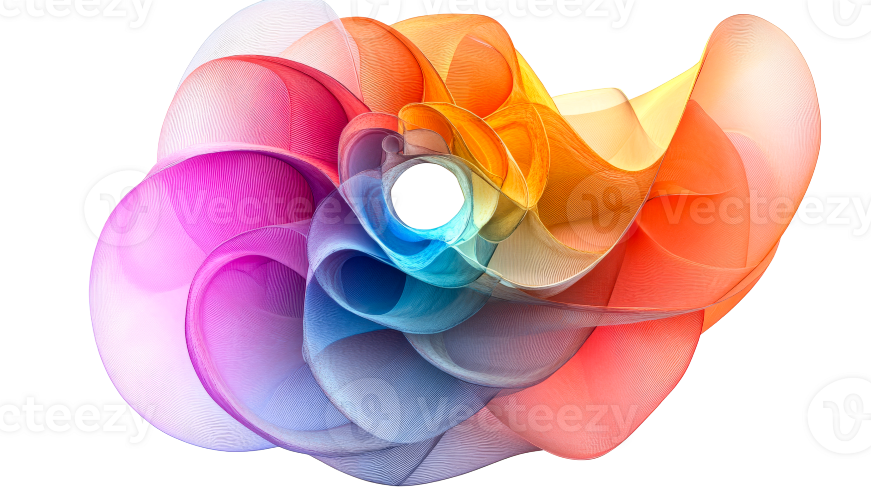 Colorful Curved Forms on Black, cut out transparent png