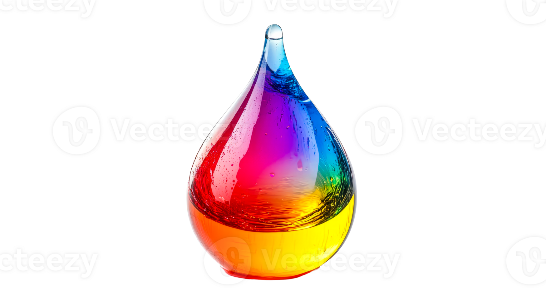 Rainbow fluid in droplet form, cut out transparent png