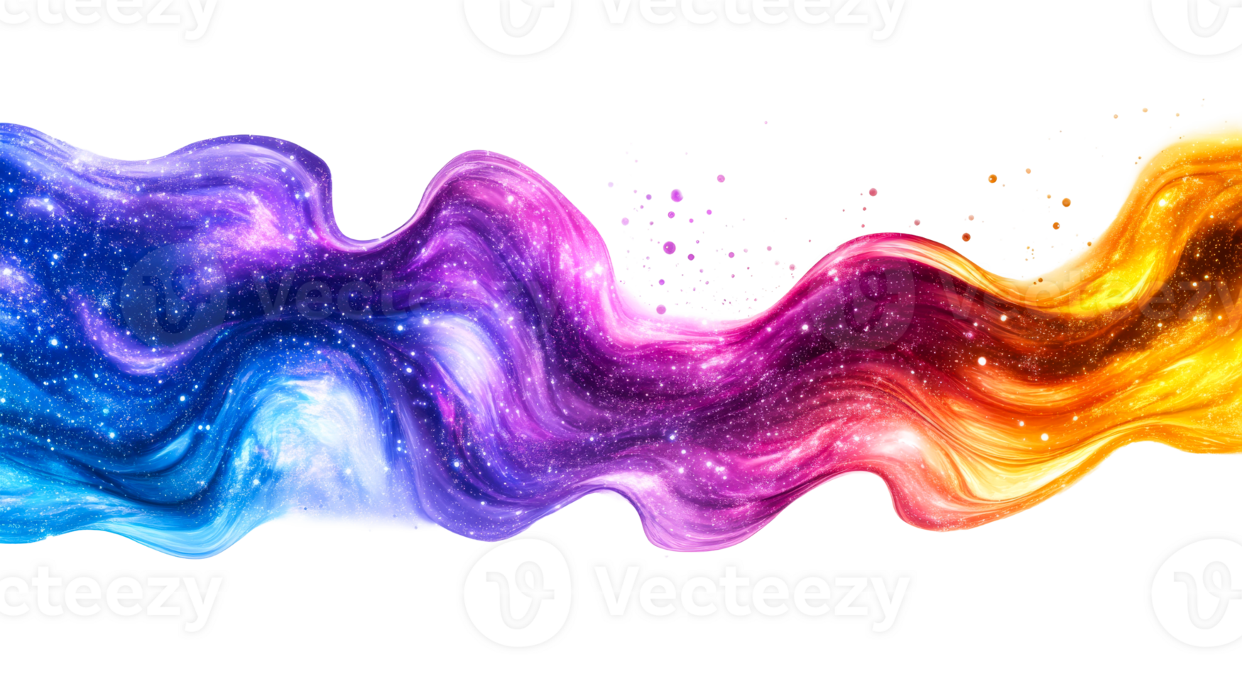 Cosmic ribbon spectrum flow on black, cut out transparent png