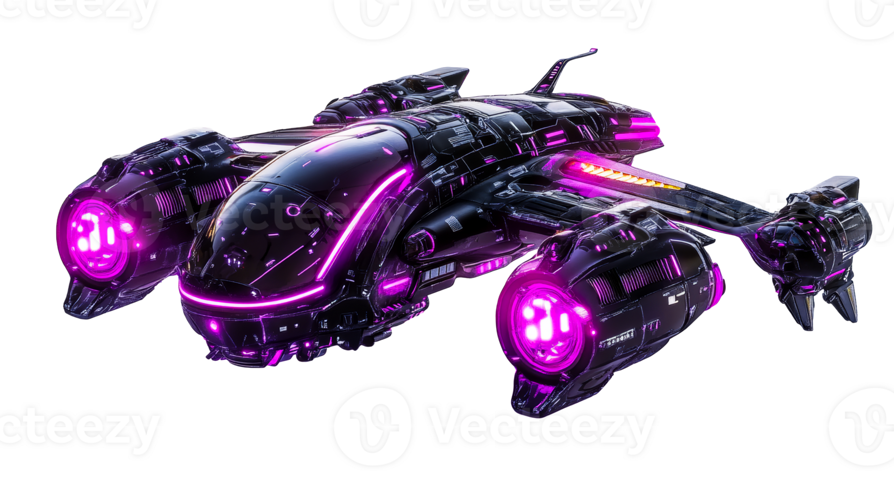 Sci-fi futuristic spaceship, cut out transparent png