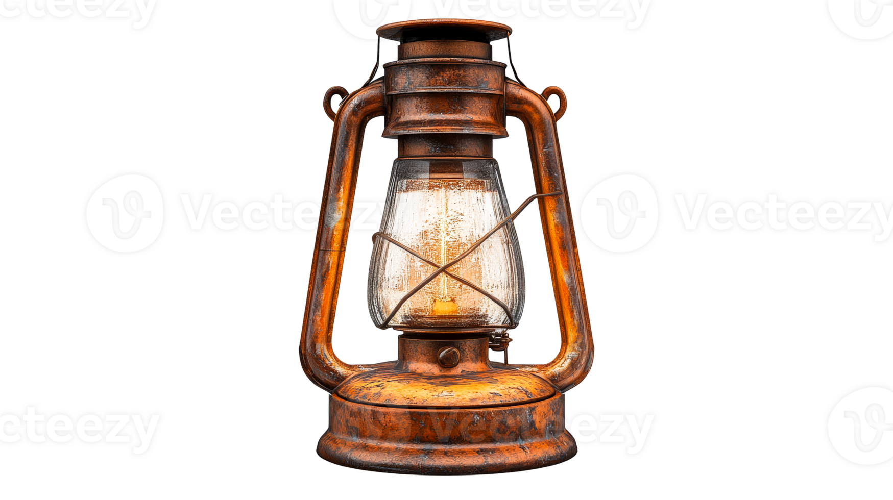 Vintage kerosene lantern, isolated, cut out transparent png