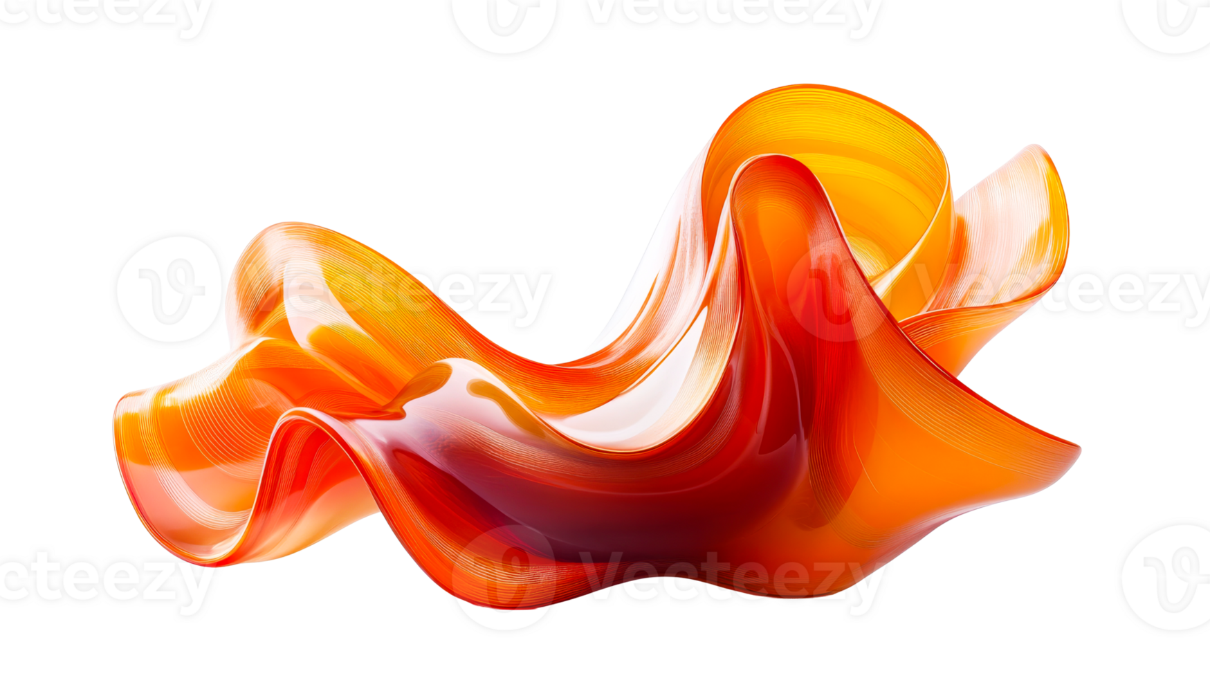 Abstract orange form swirl, cut out transparent png