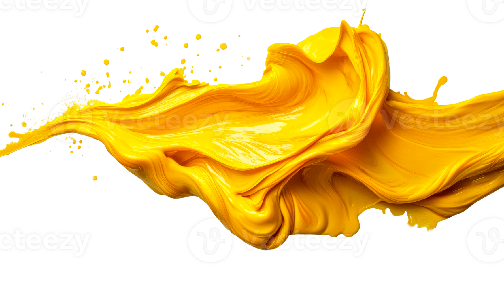 Yellow Acrylic Swirl Flow Isolated, cut out transparent png