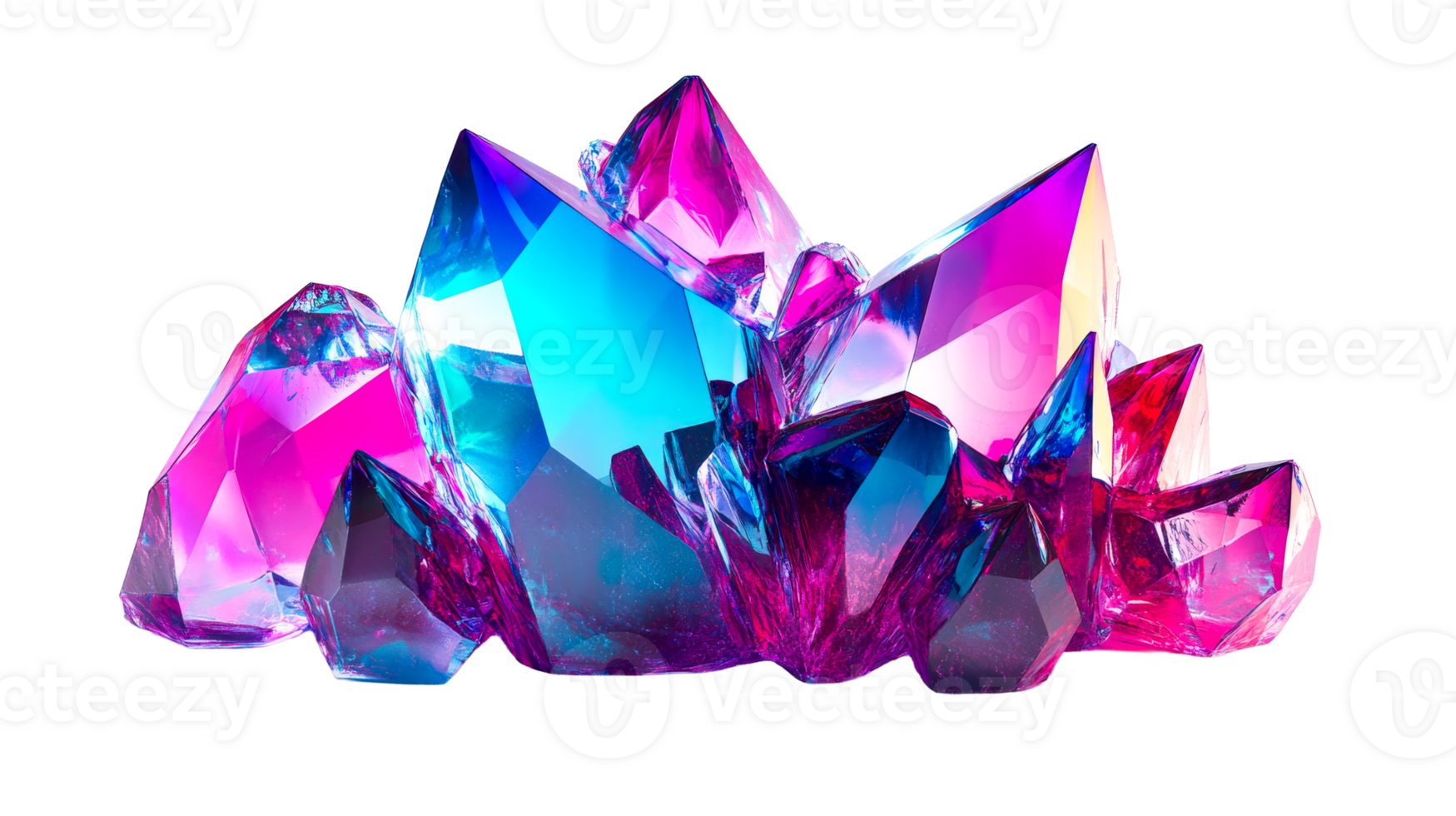 Cluster of lustrous crystals, cut out transparent png