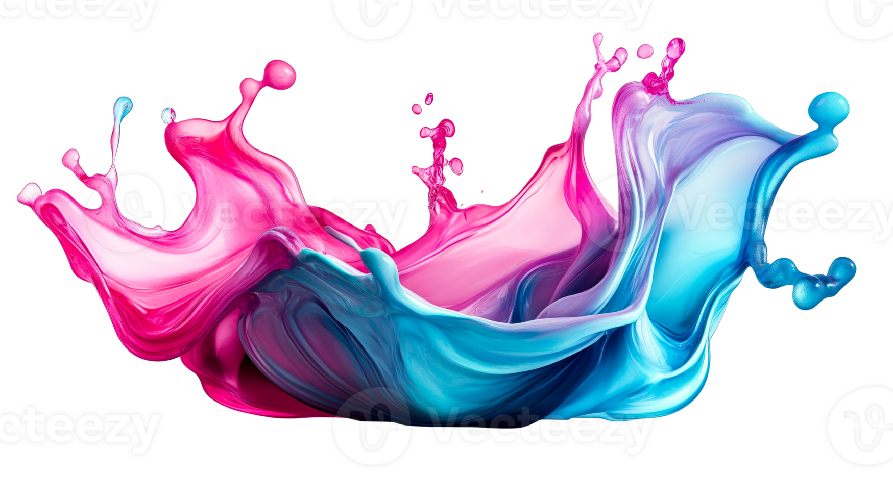 Dynamic Liquid Splash, Pink and Blue, cut out transparent png