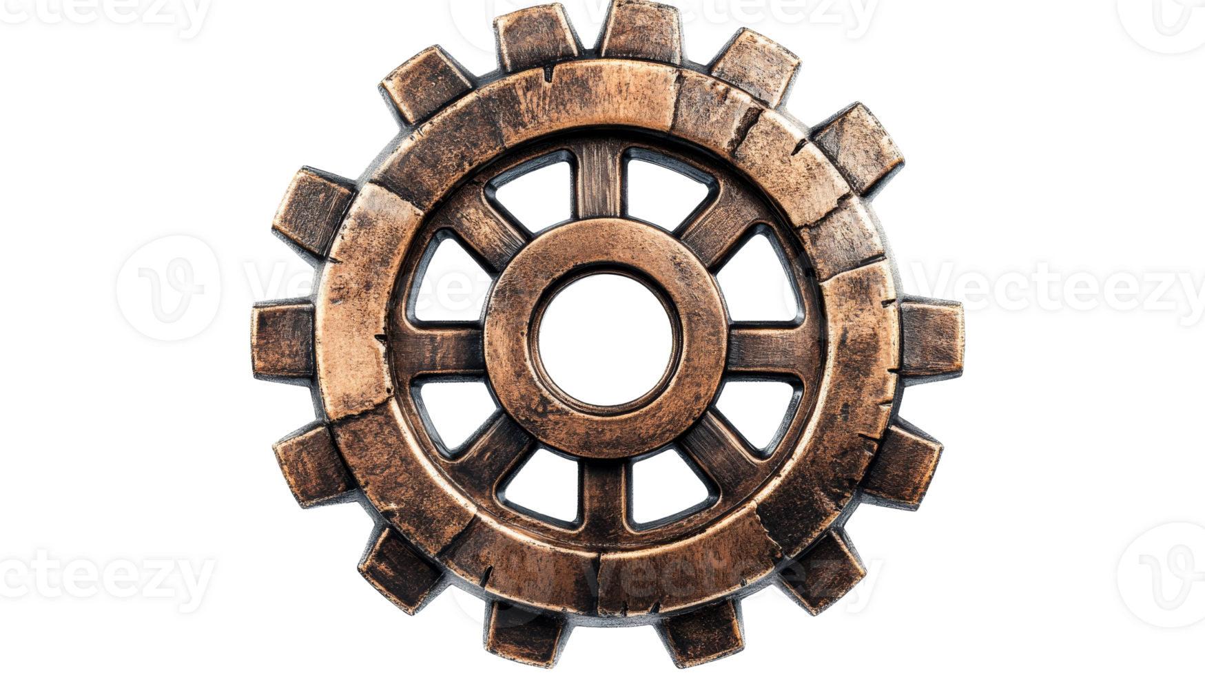 Gear wheel, metal texture, isolated object, cut out transparent png