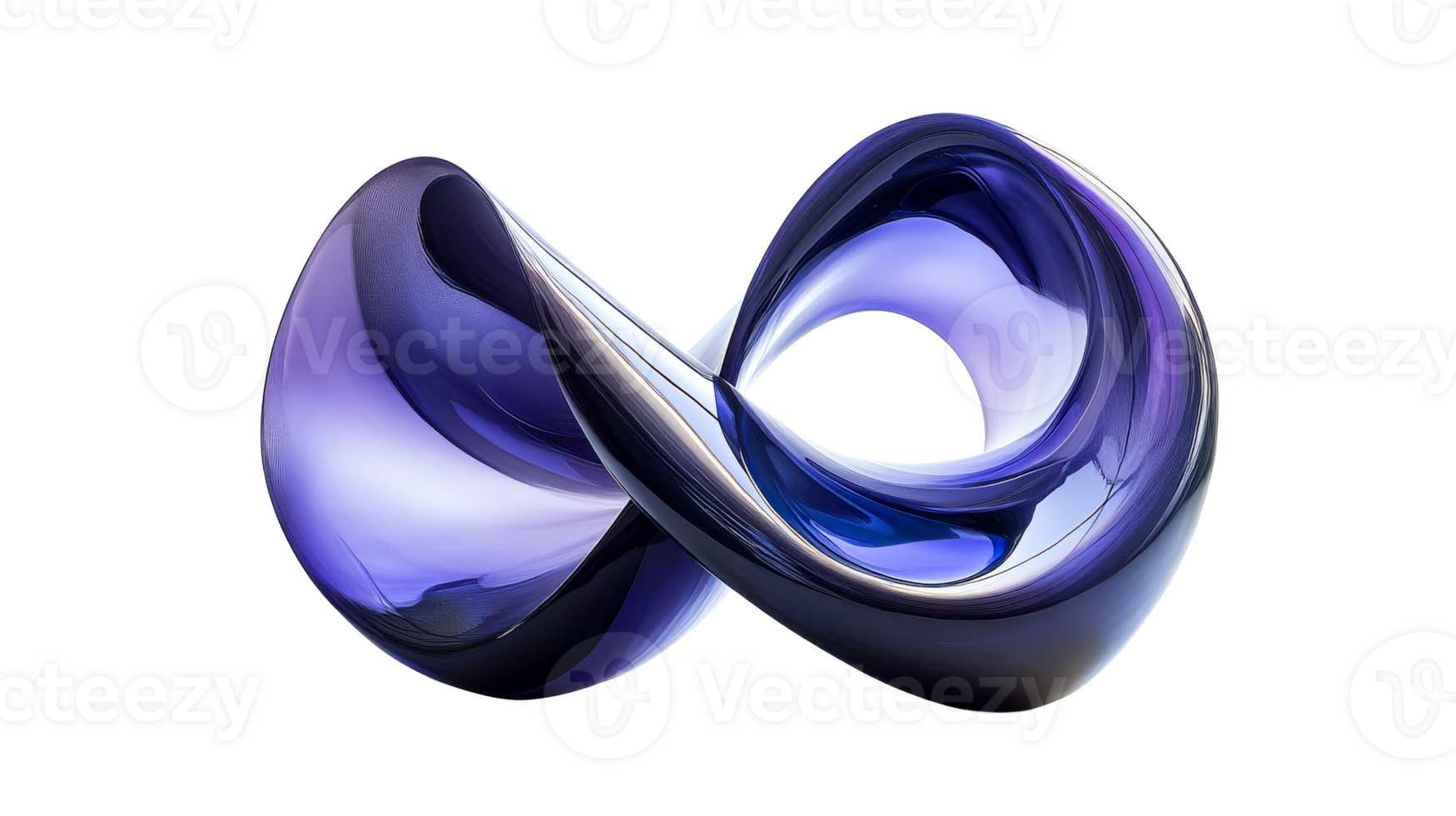 Mobius strip with violet hue, cut out transparent png