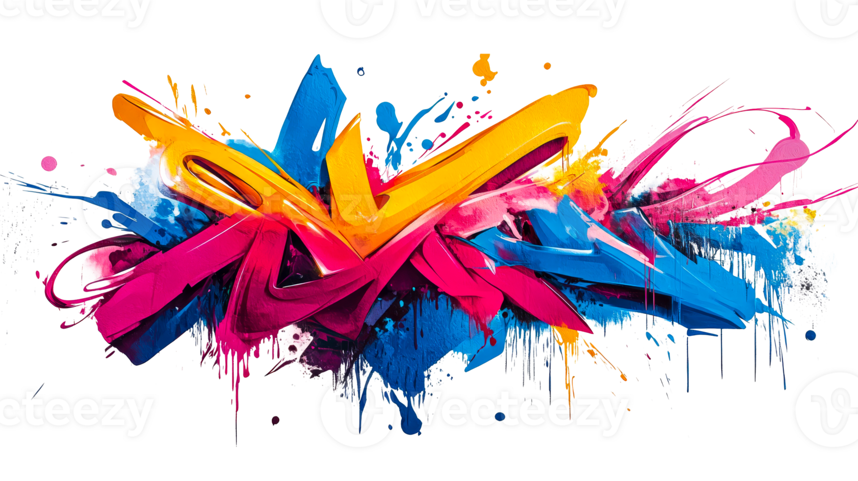 Abstract graffiti splash color, cut out transparent png