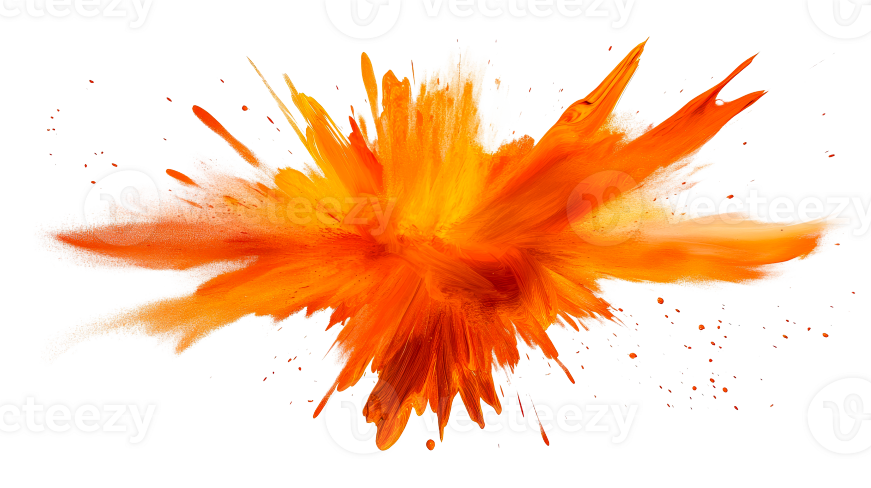 Orange color burst on black, cut out transparent png