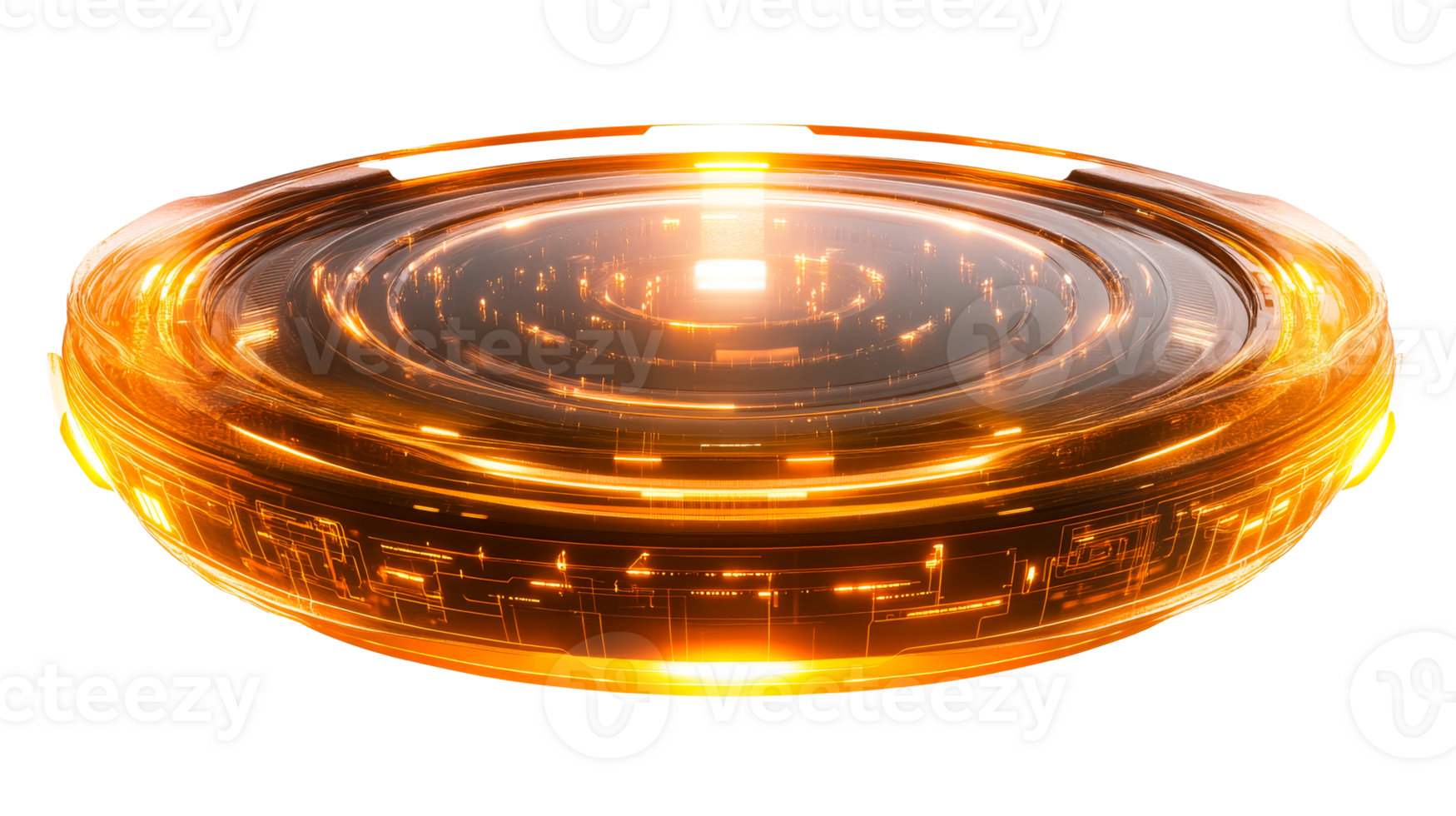 Golden tech ring structure, cut out transparent png
