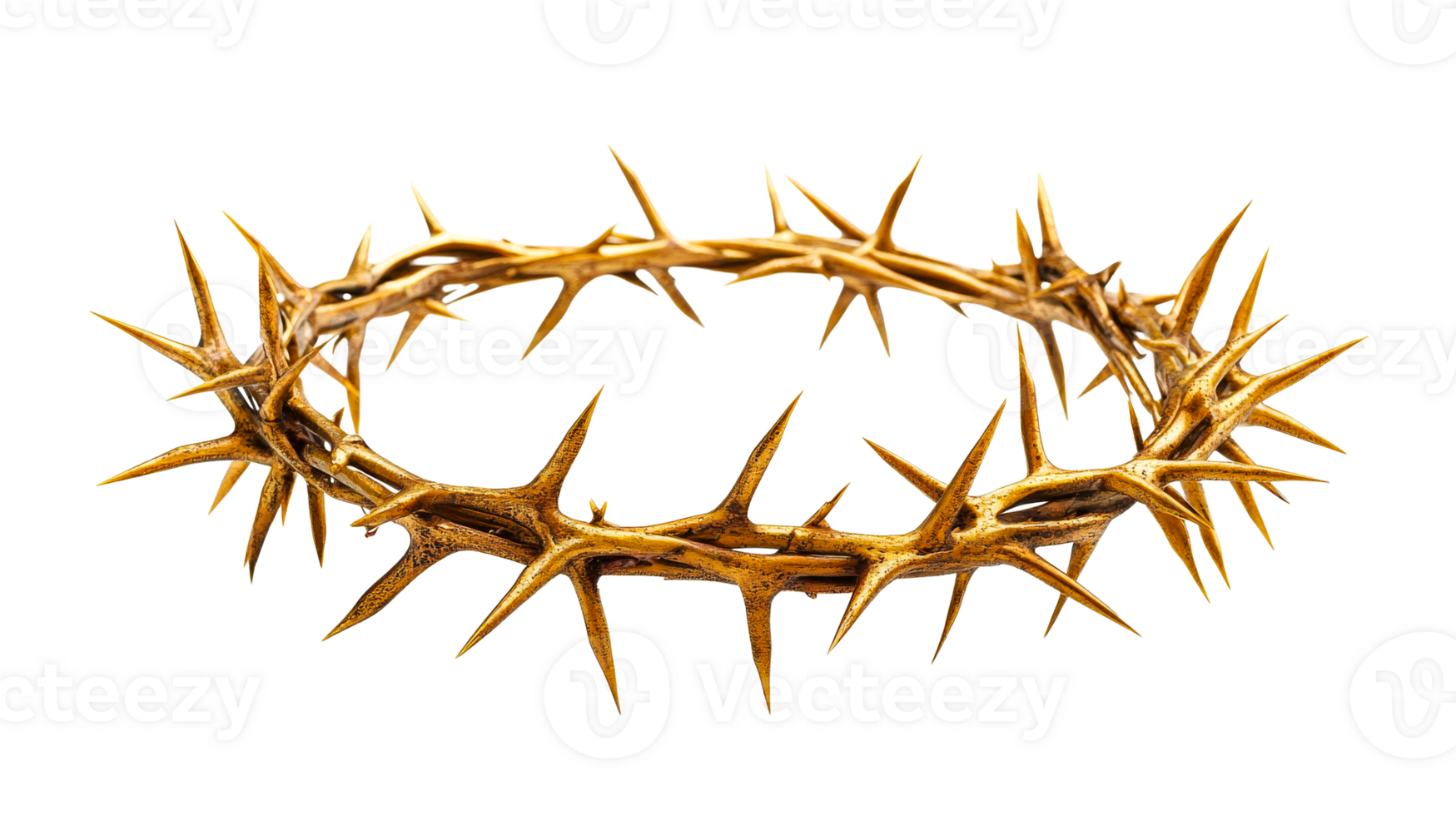 Golden thorn crown detail, cut out transparent png