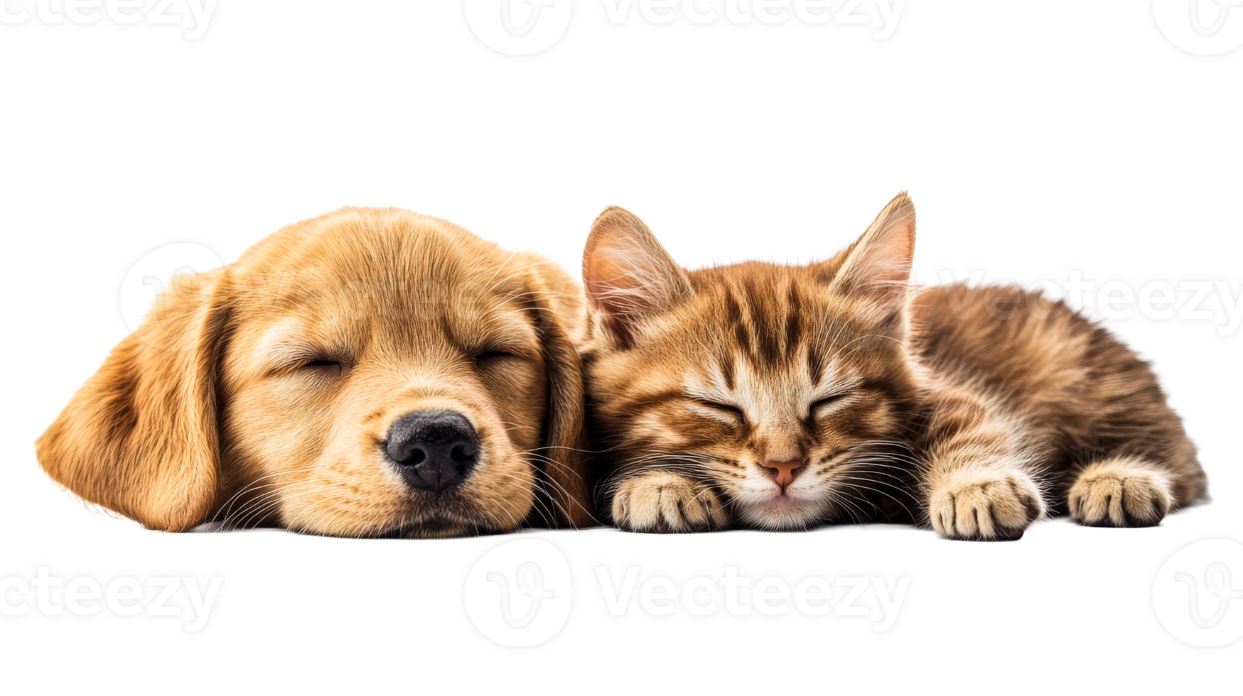 Sleeping Dog and Cat, cut out transparent png