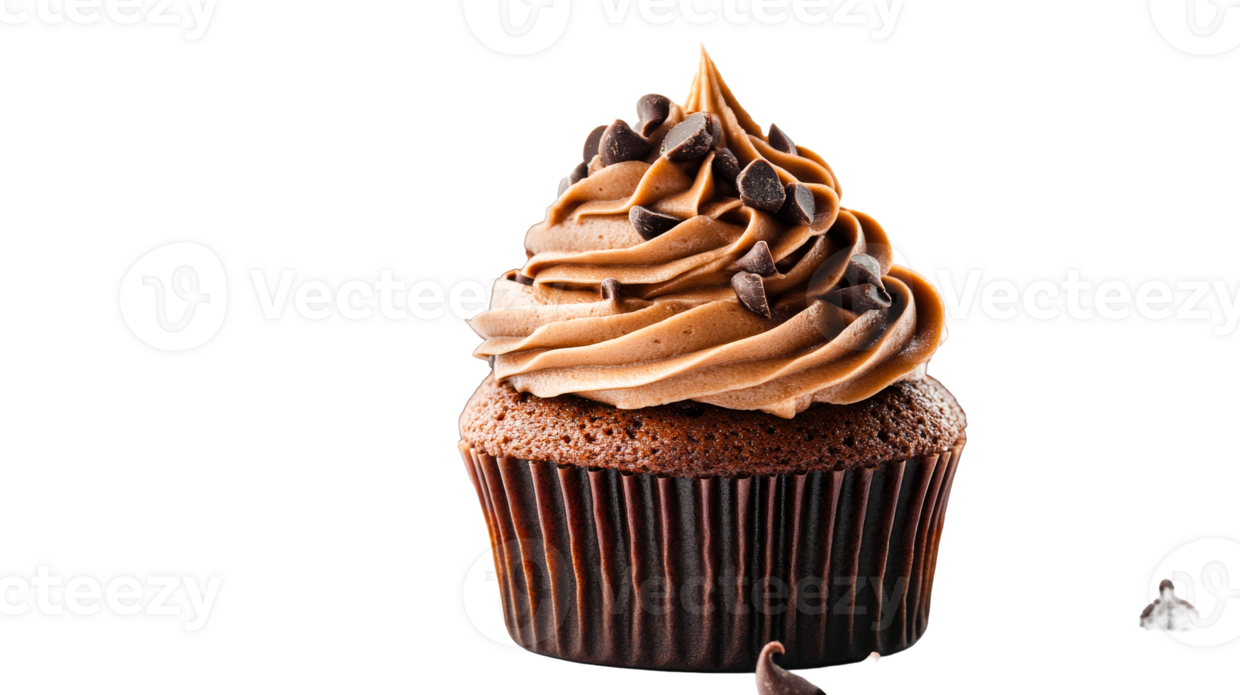 Chocolate cupcake, dark background, cut out transparent png