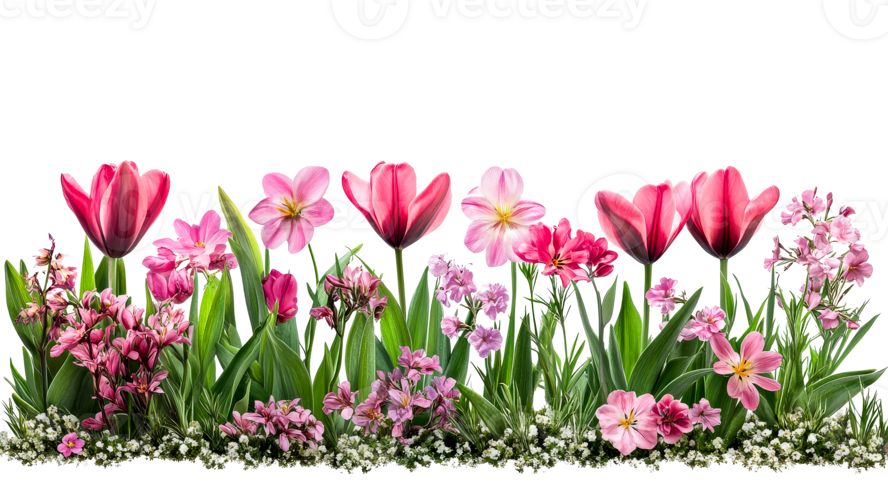 Pink Flower Border Isolated Arrangement, cut out transparent png