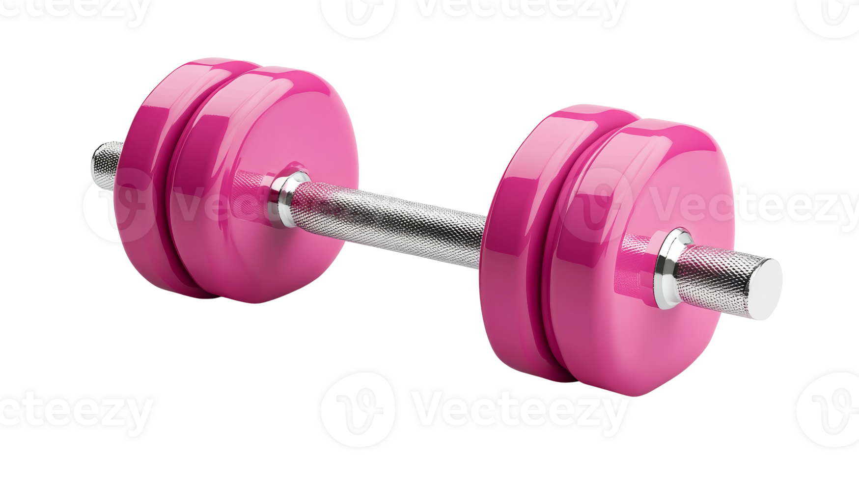 Shiny pink dumbbell isolated, cut out transparent png