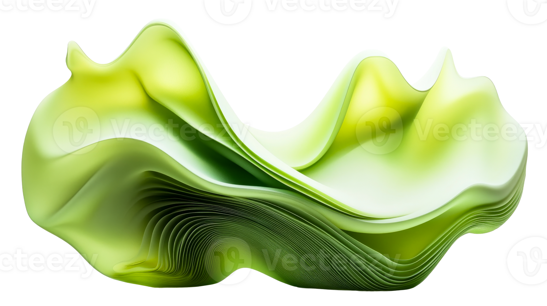 Green wave abstraction, cut out transparent png