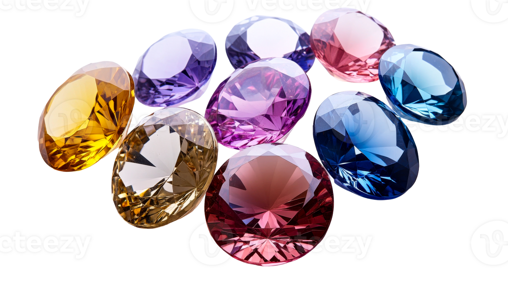 Assorted gem stones group, cut out transparent png