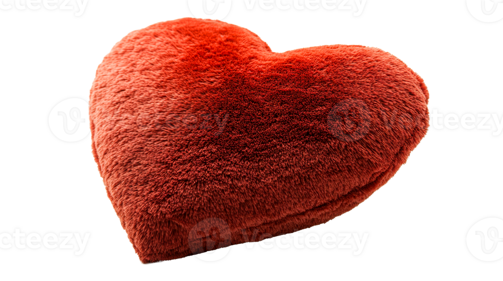 Red fluffy heart pillow, cut out transparent png