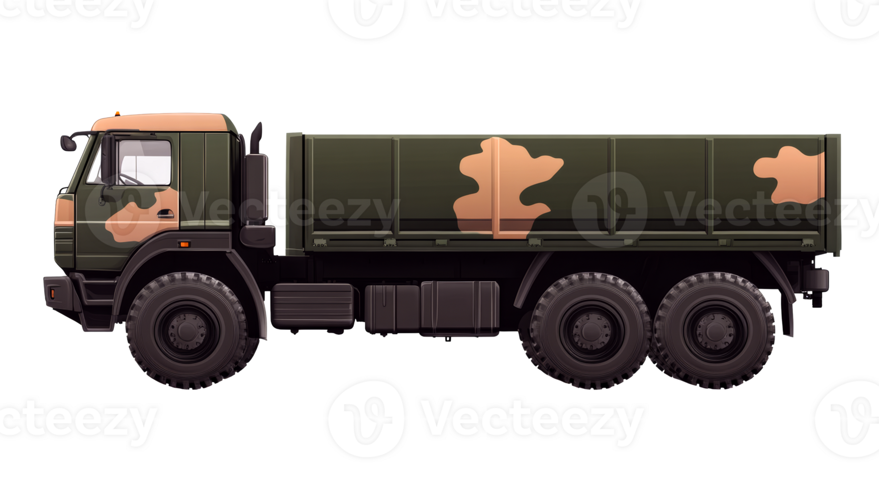 Military truck camouflage pattern, cut out transparent png