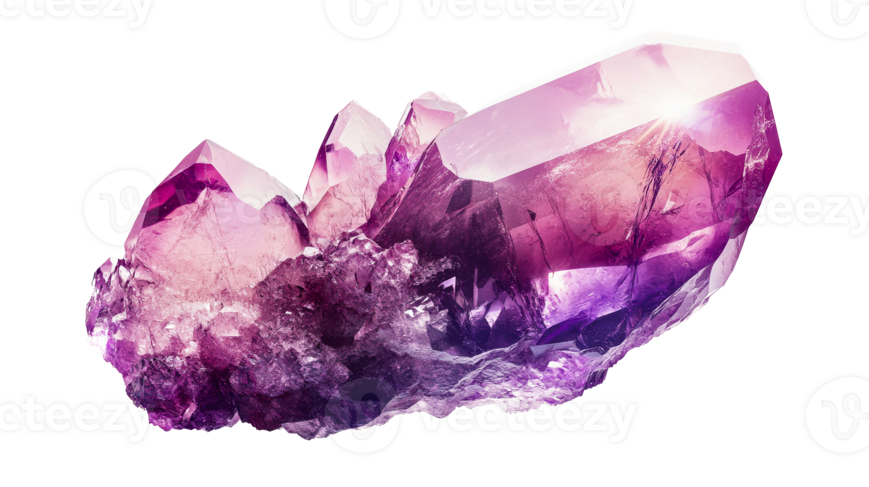 Cluster of purple mineral, cut out transparent png