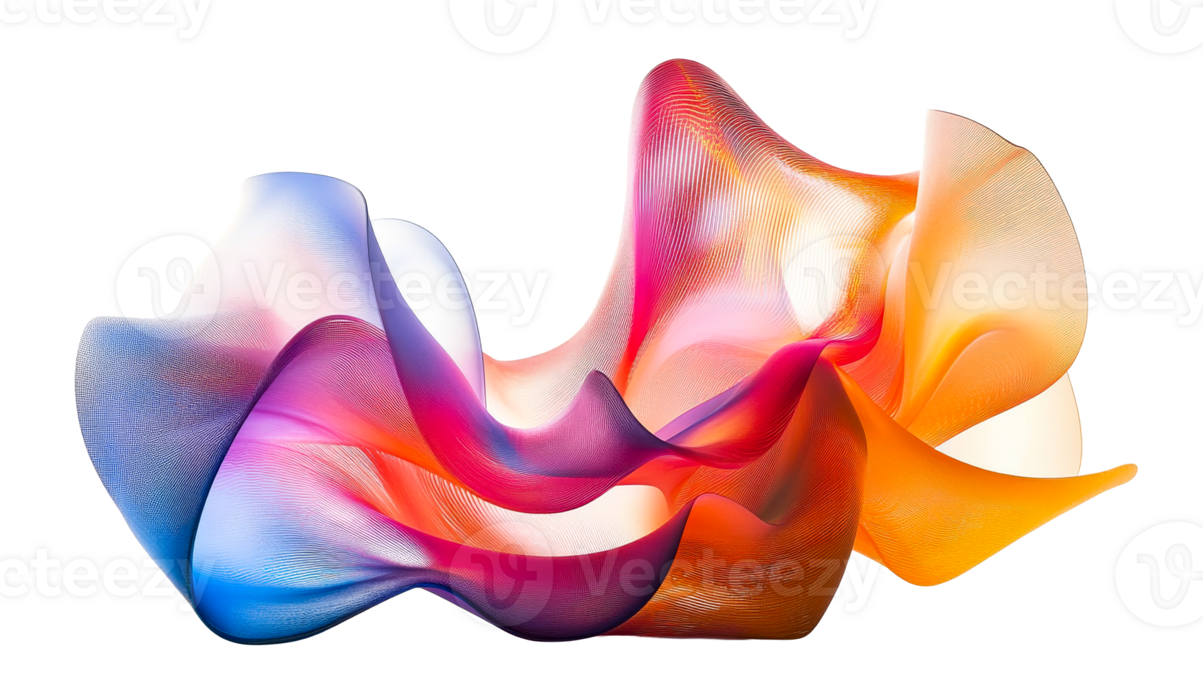 Wavy Gradient Color Mesh on Black, cut out transparent png