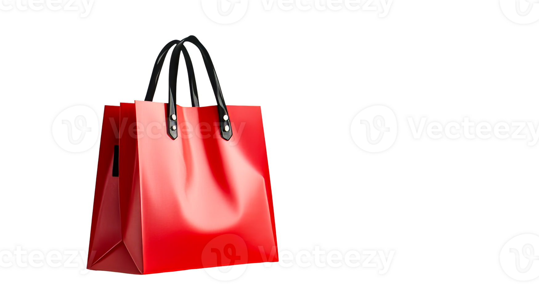 Stylish red shopping bag with black handles png