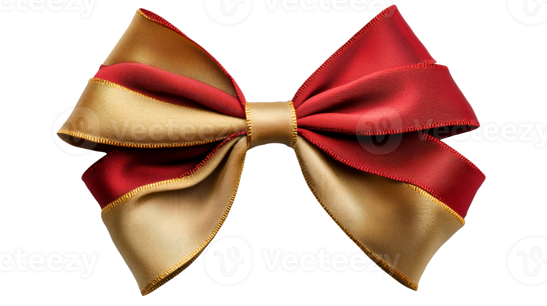 Decorative bow with red and gold ribbons png
