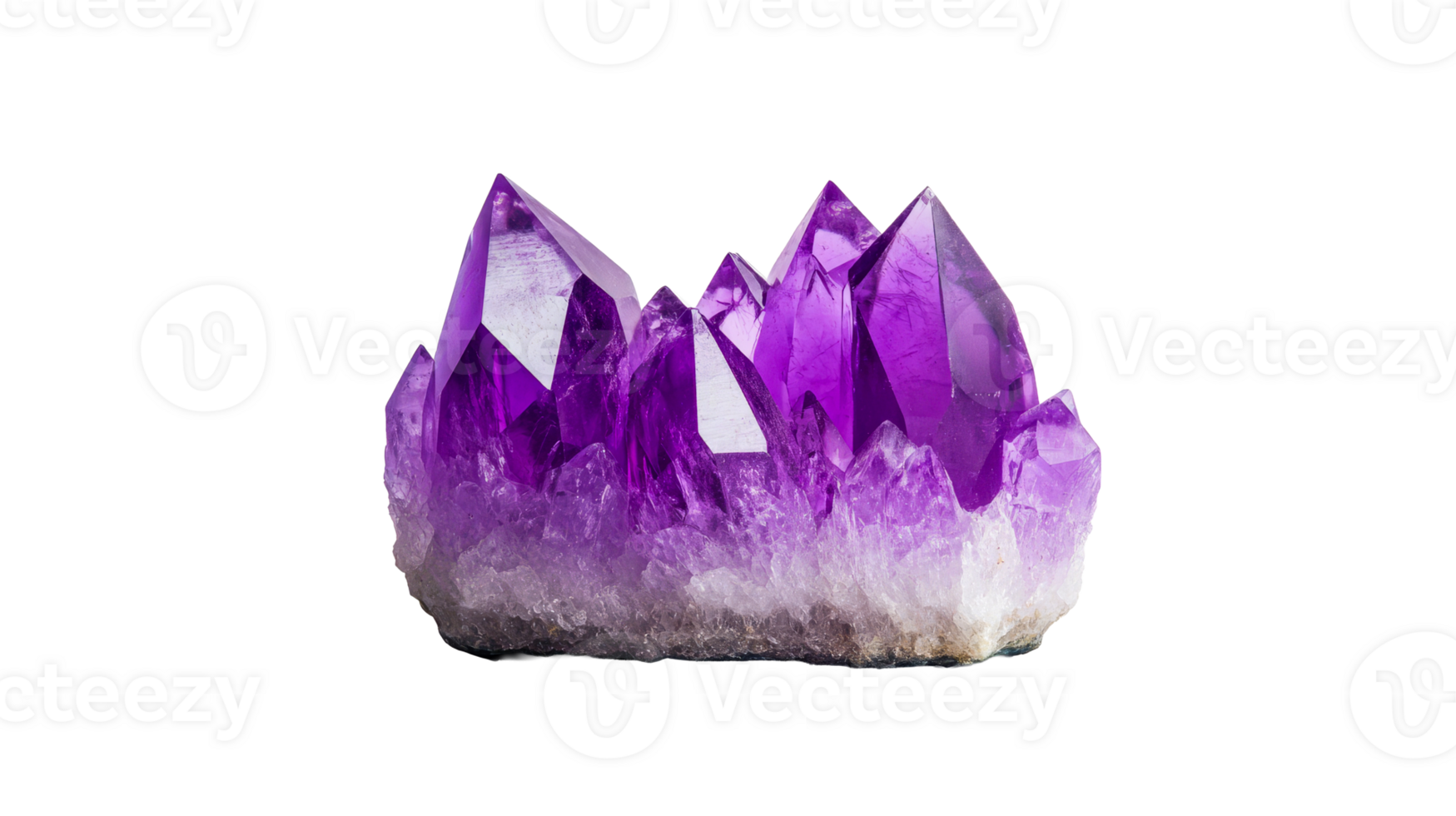 Amethyst cluster on clear background png