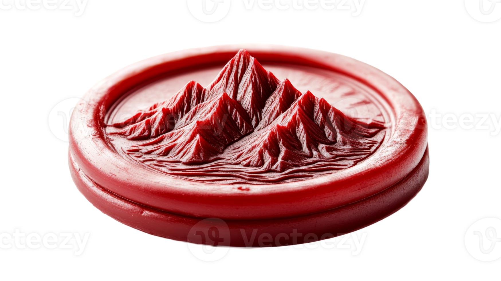 Mountain seal impression crafted from red wax png