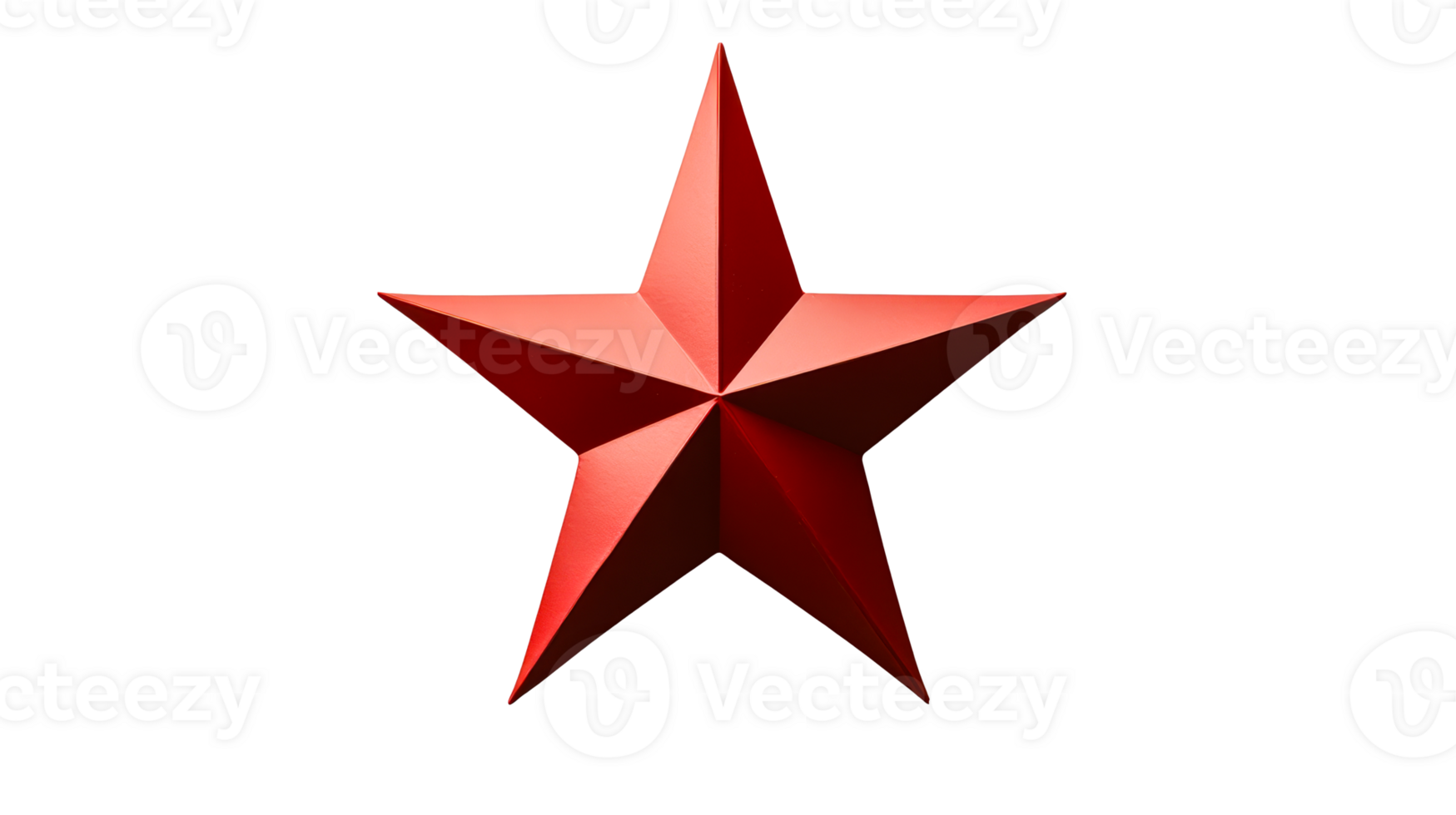 Red five pointed star with a modern design png