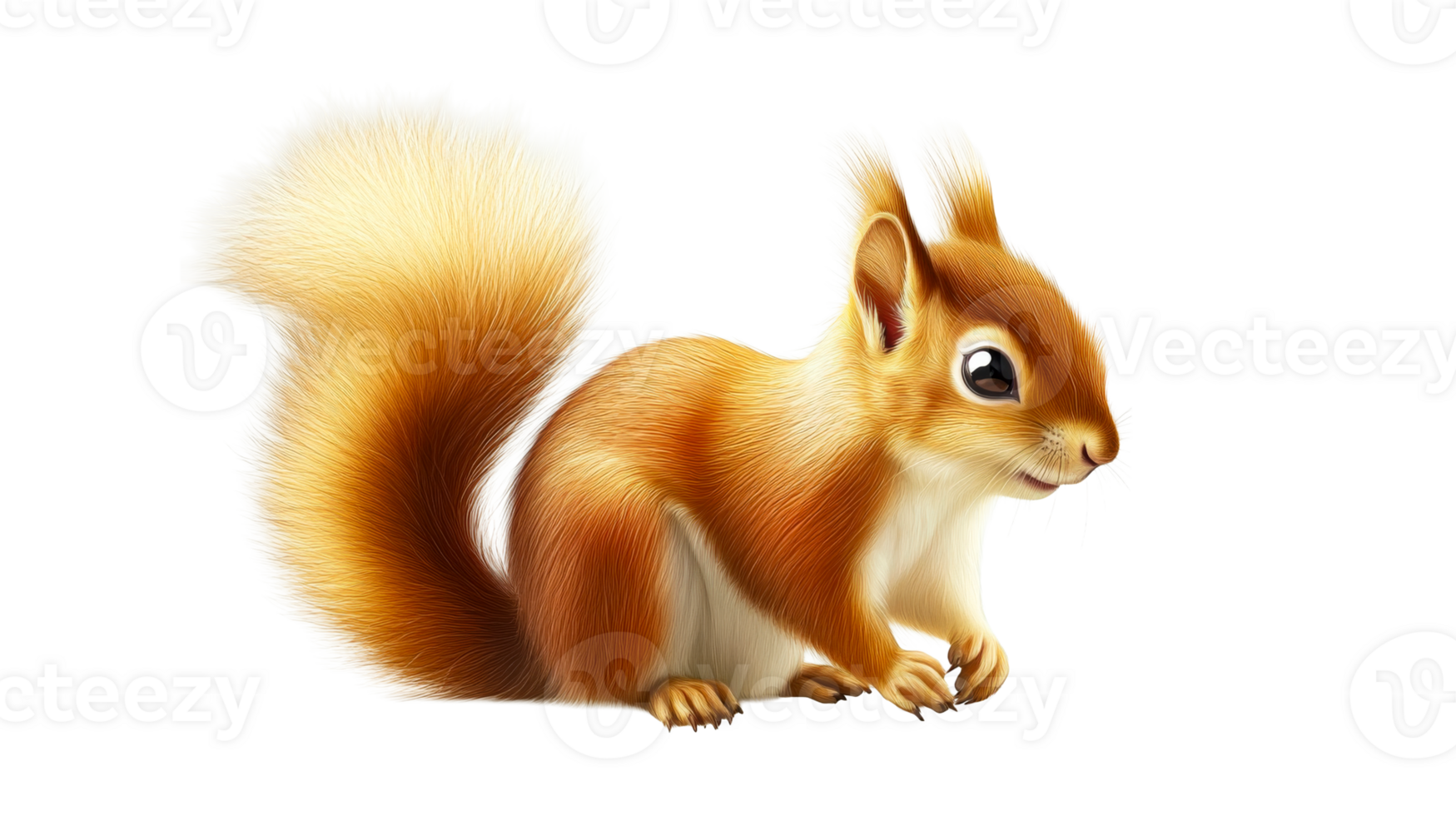 Fluffy tailed squirrel on clear bg png