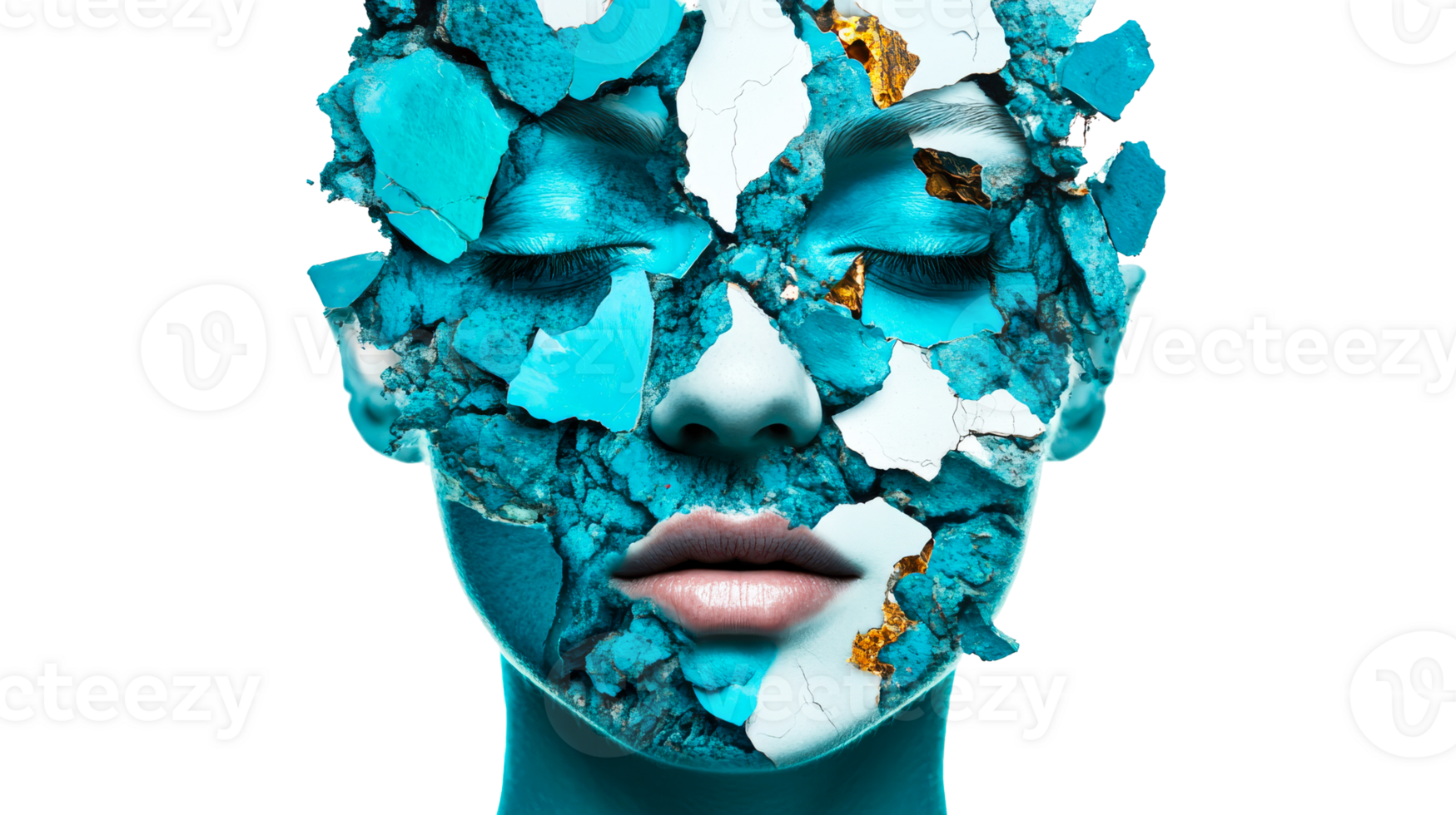 Breaking barriers with a blue fragmented mask png