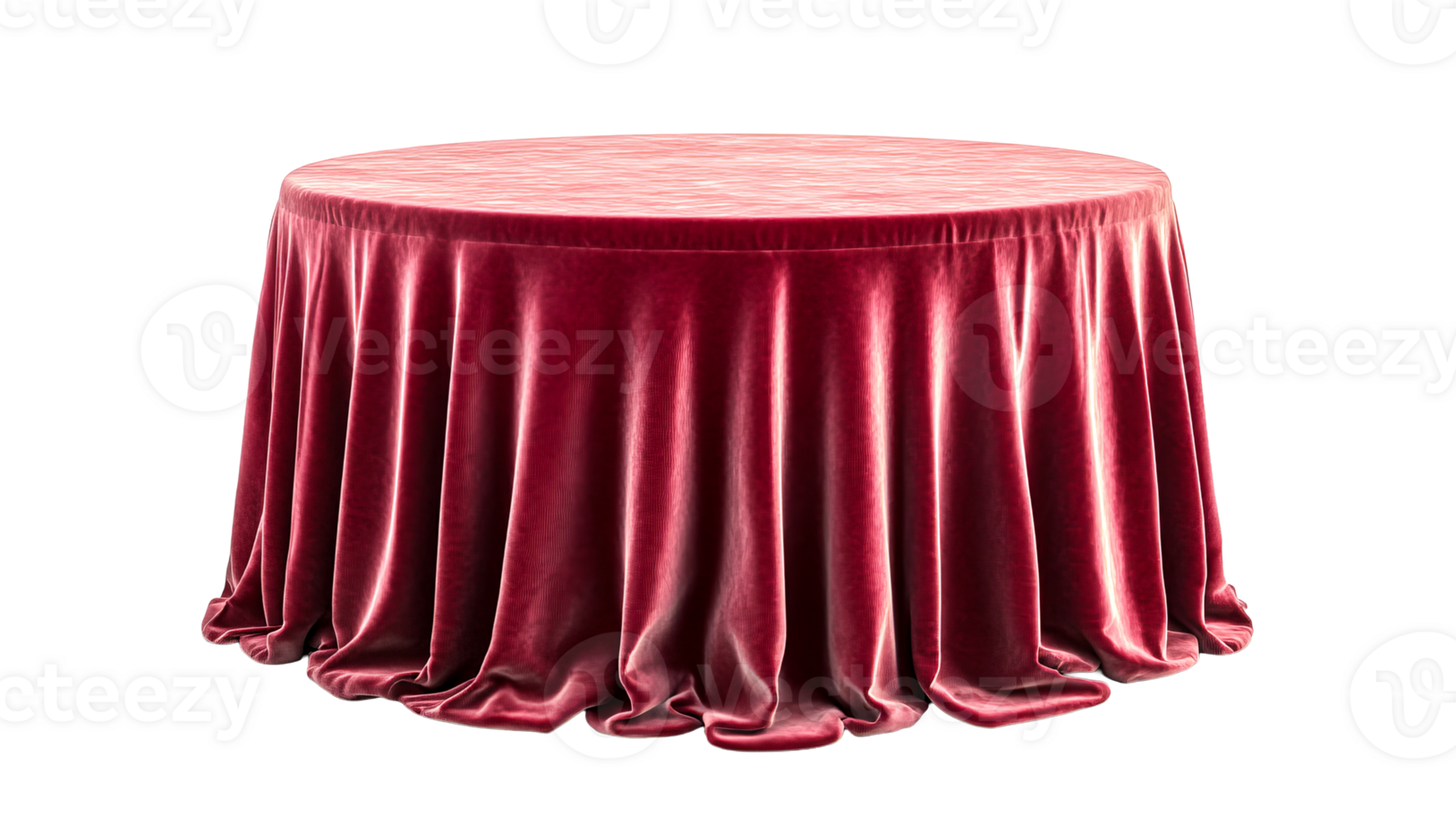 Round table with red velvet cloth png
