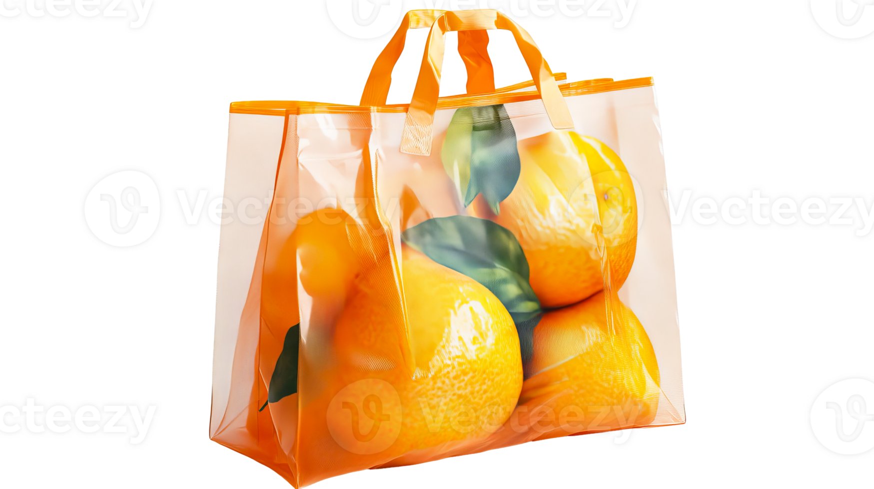 Colorful transparent bag filled with oranges png