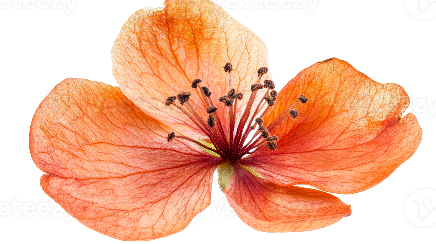 Delicate orange flower with fine petals png