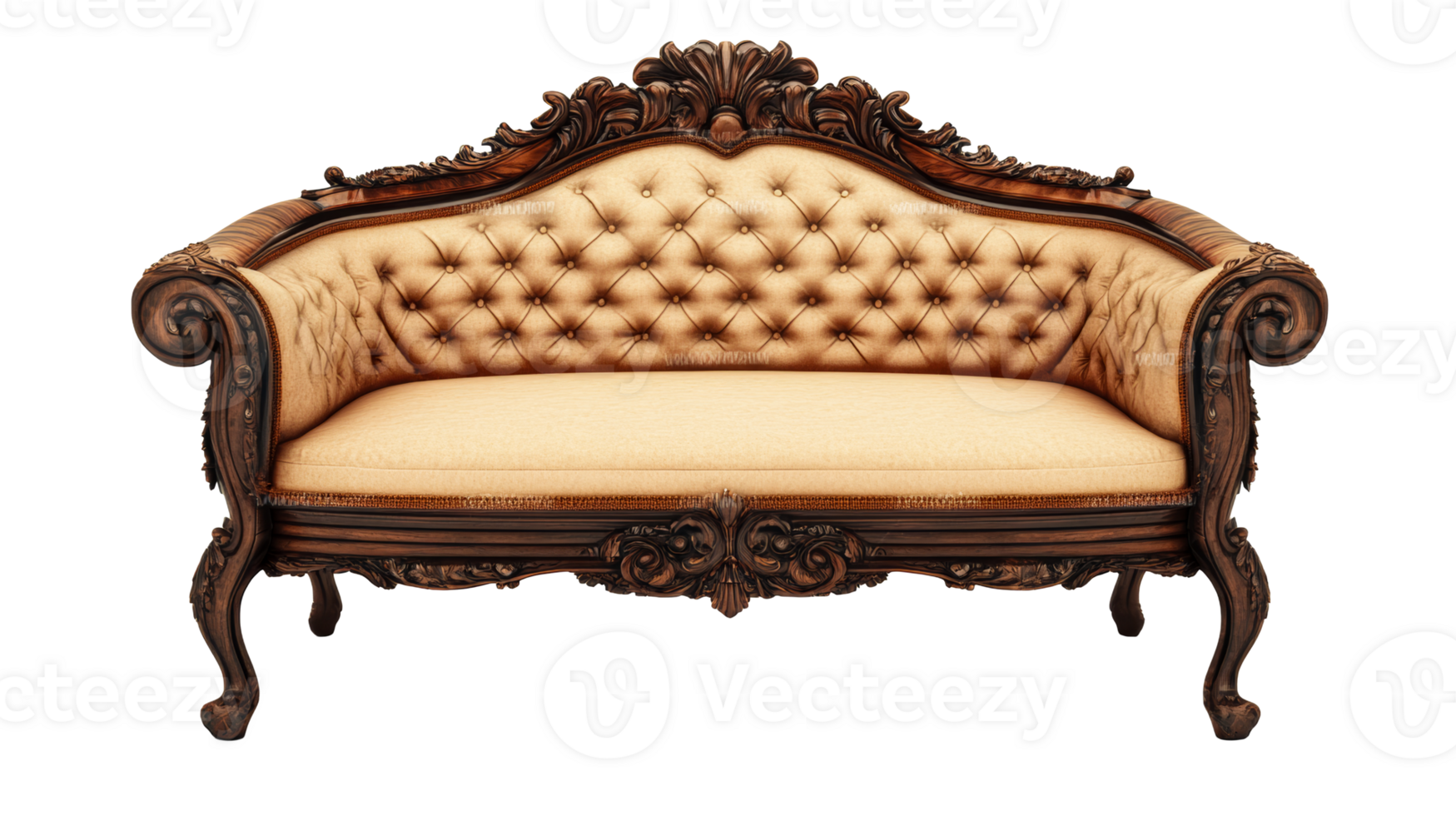 Elegant vintage sofa with intricate carvings png