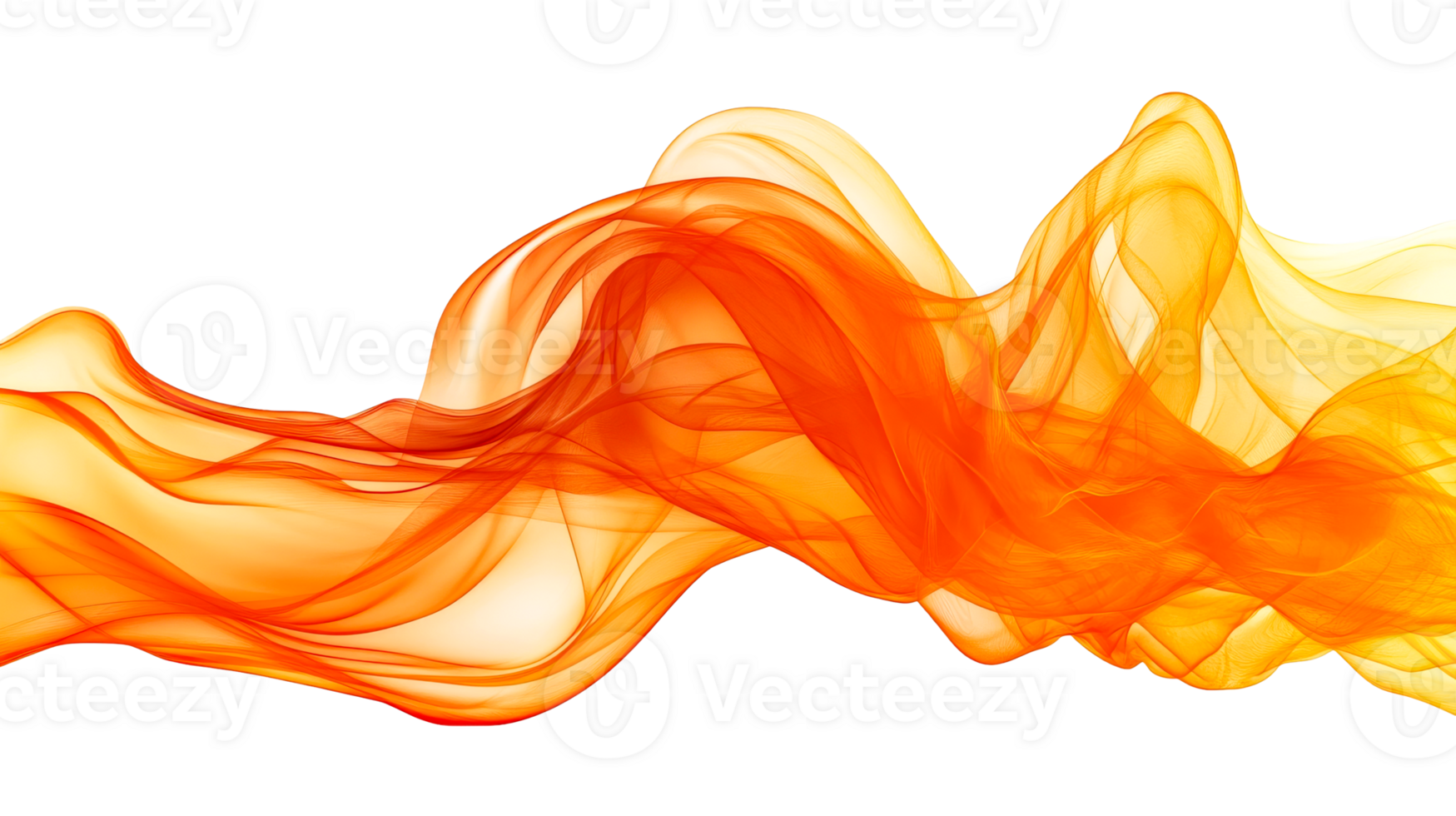 Flowing orange waves on a transparent background png