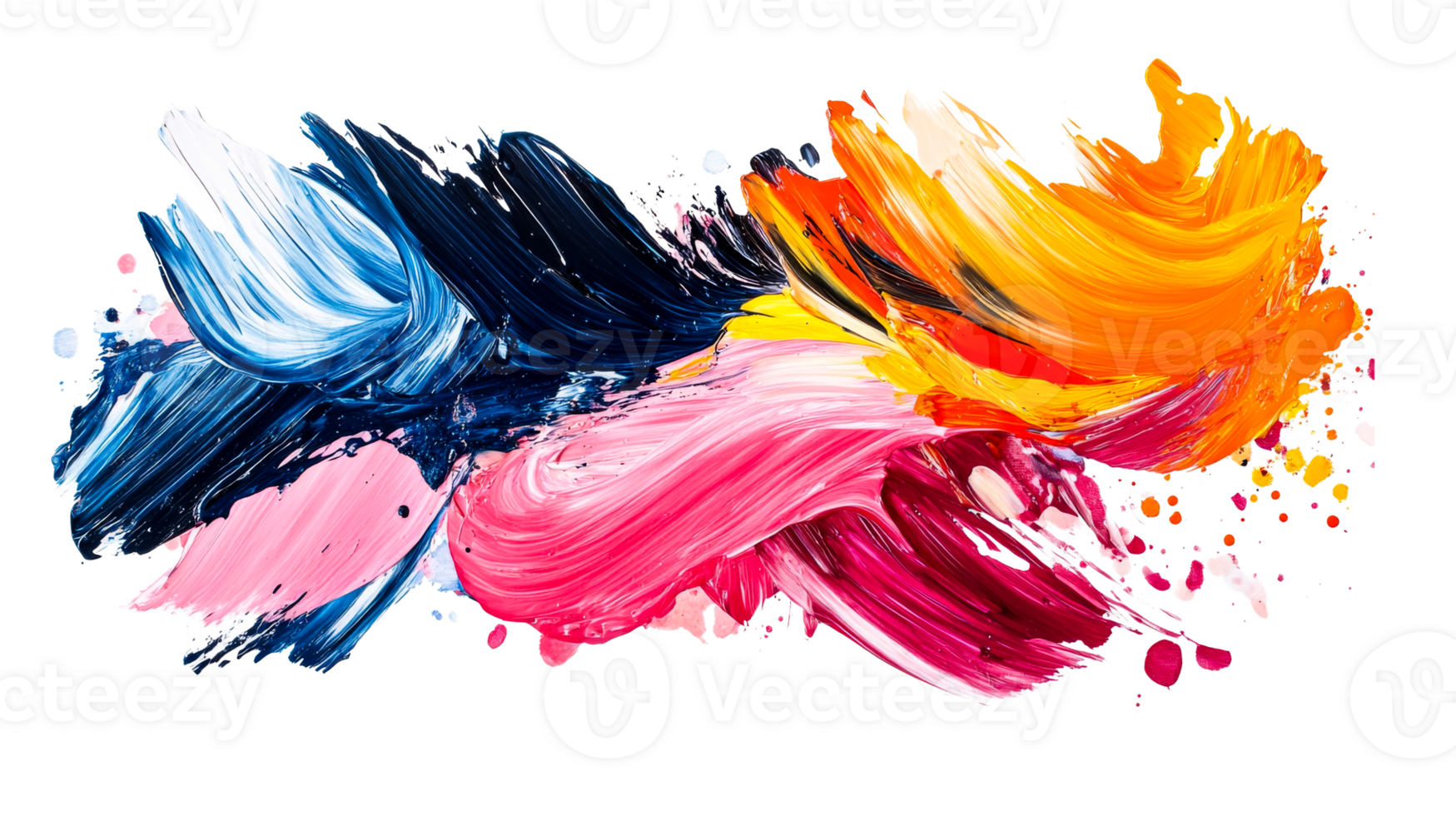 Vibrant abstract paint strokes in dynamic motion png