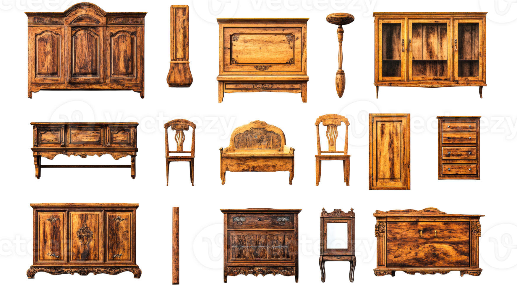 Intricately carved wooden furniture png
