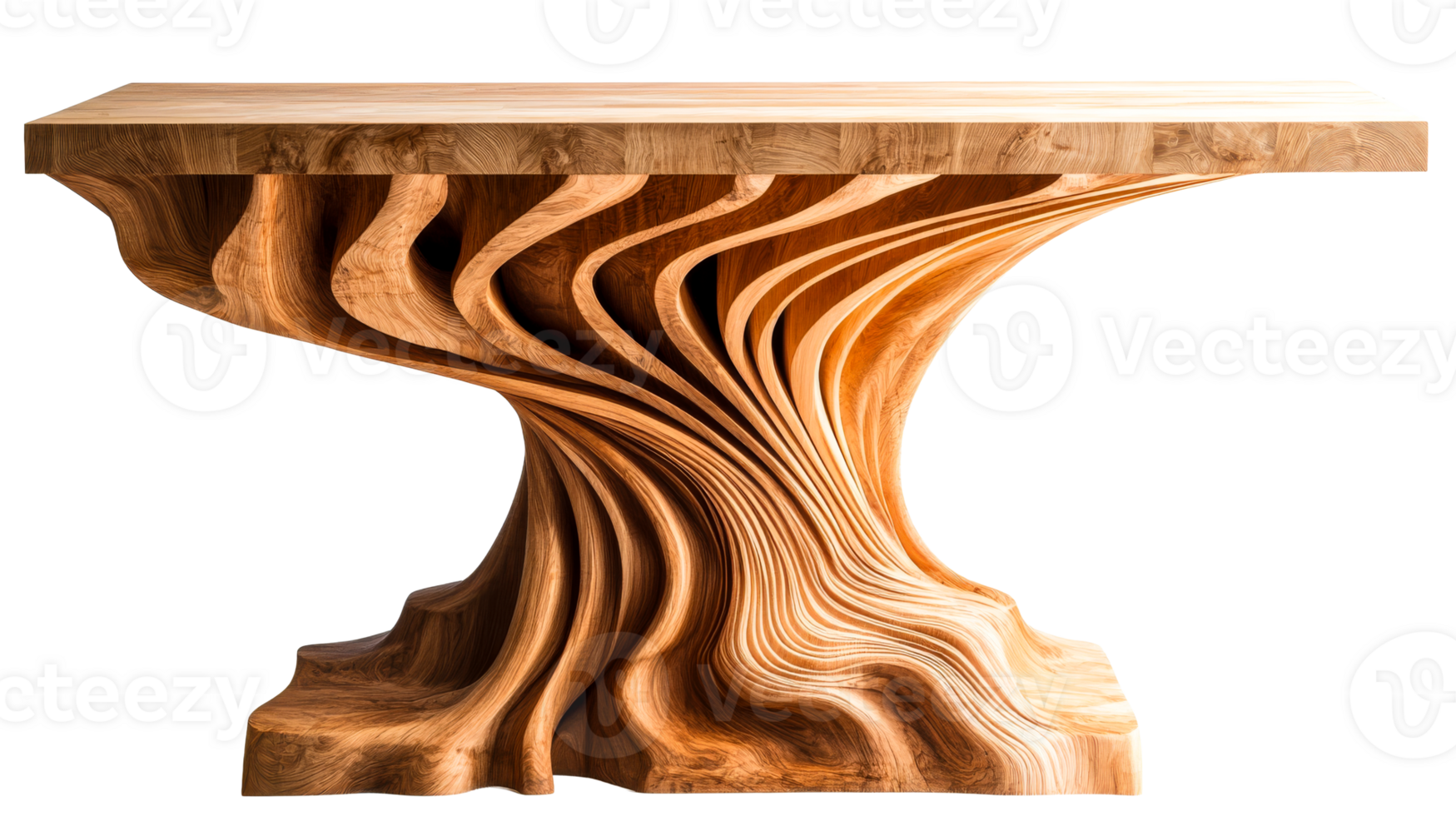 Unique wooden table with intricate design png