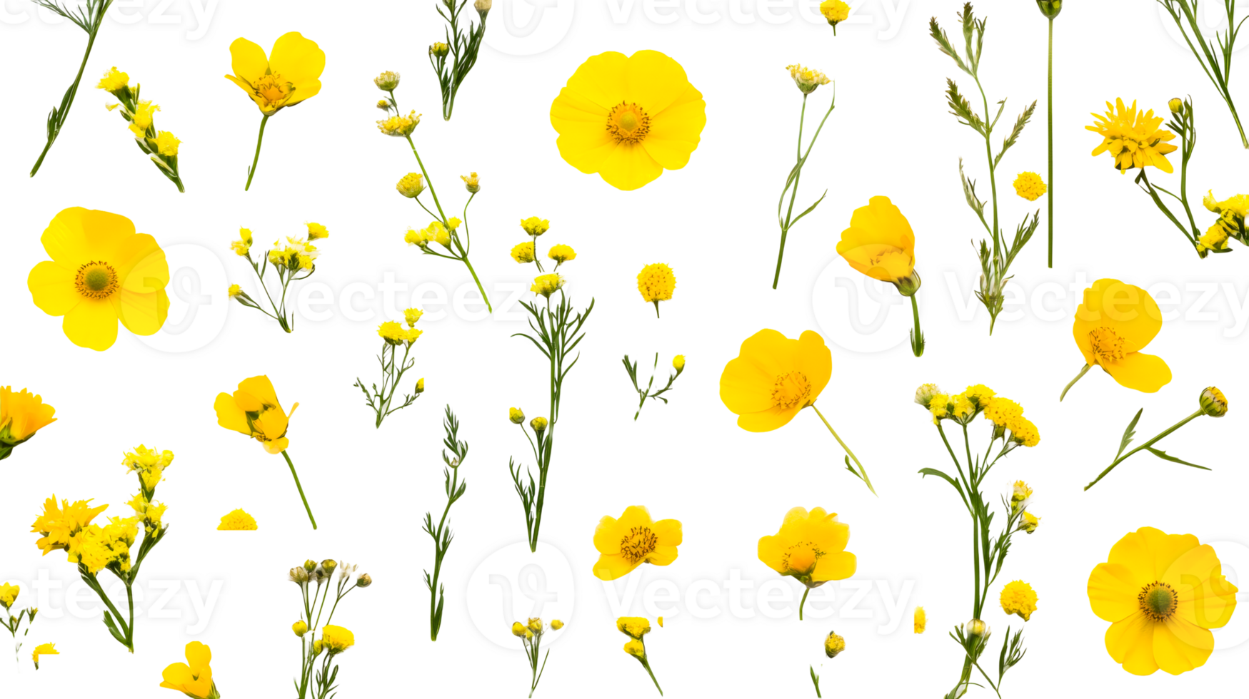 Bright yellow wildflowers arranged with care png