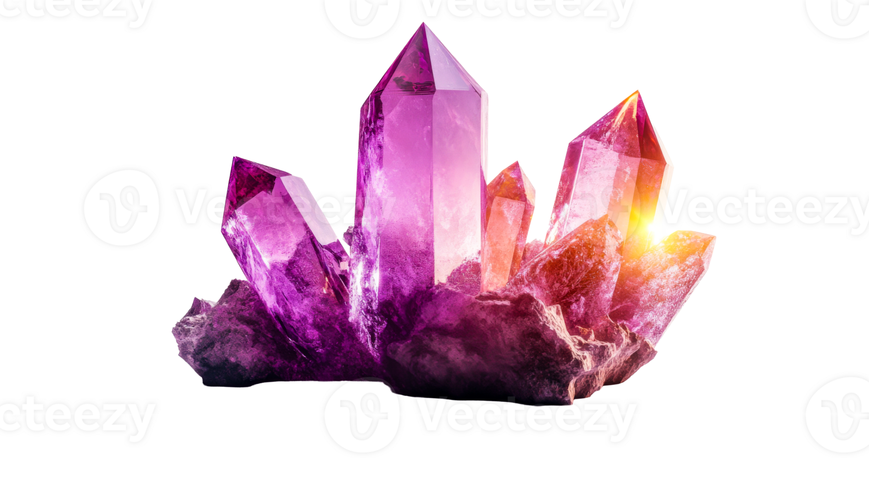 Quartz crystal formation, cut out transparent png