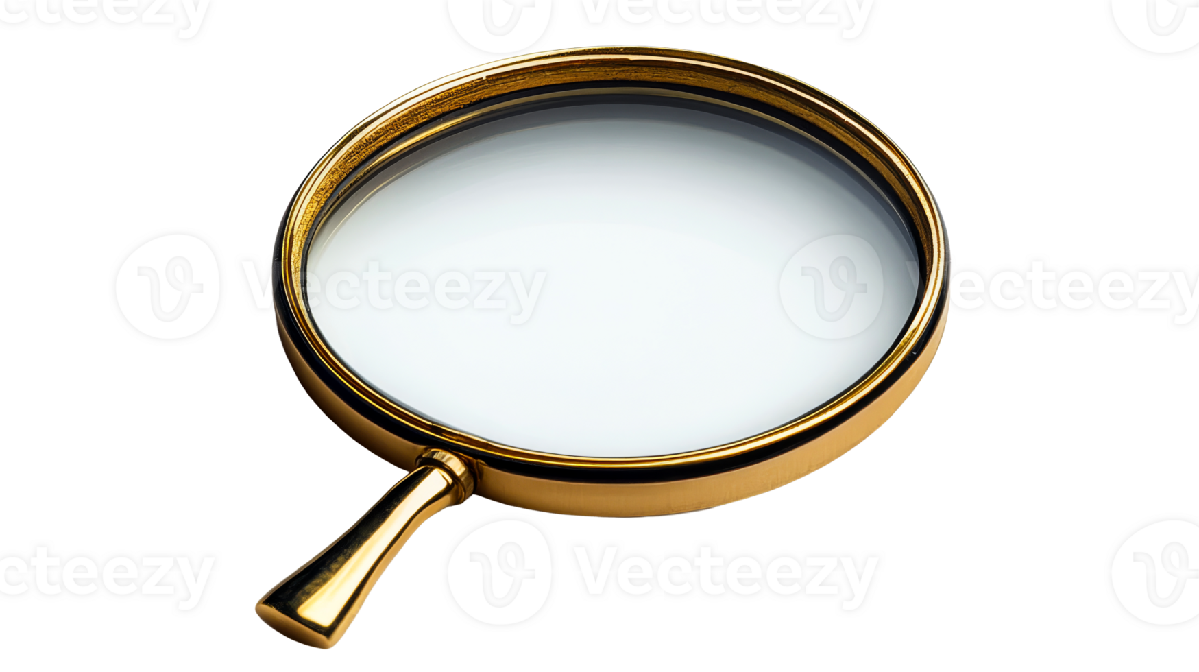 Golden Magnifying Glass on Black, cut out transparent png