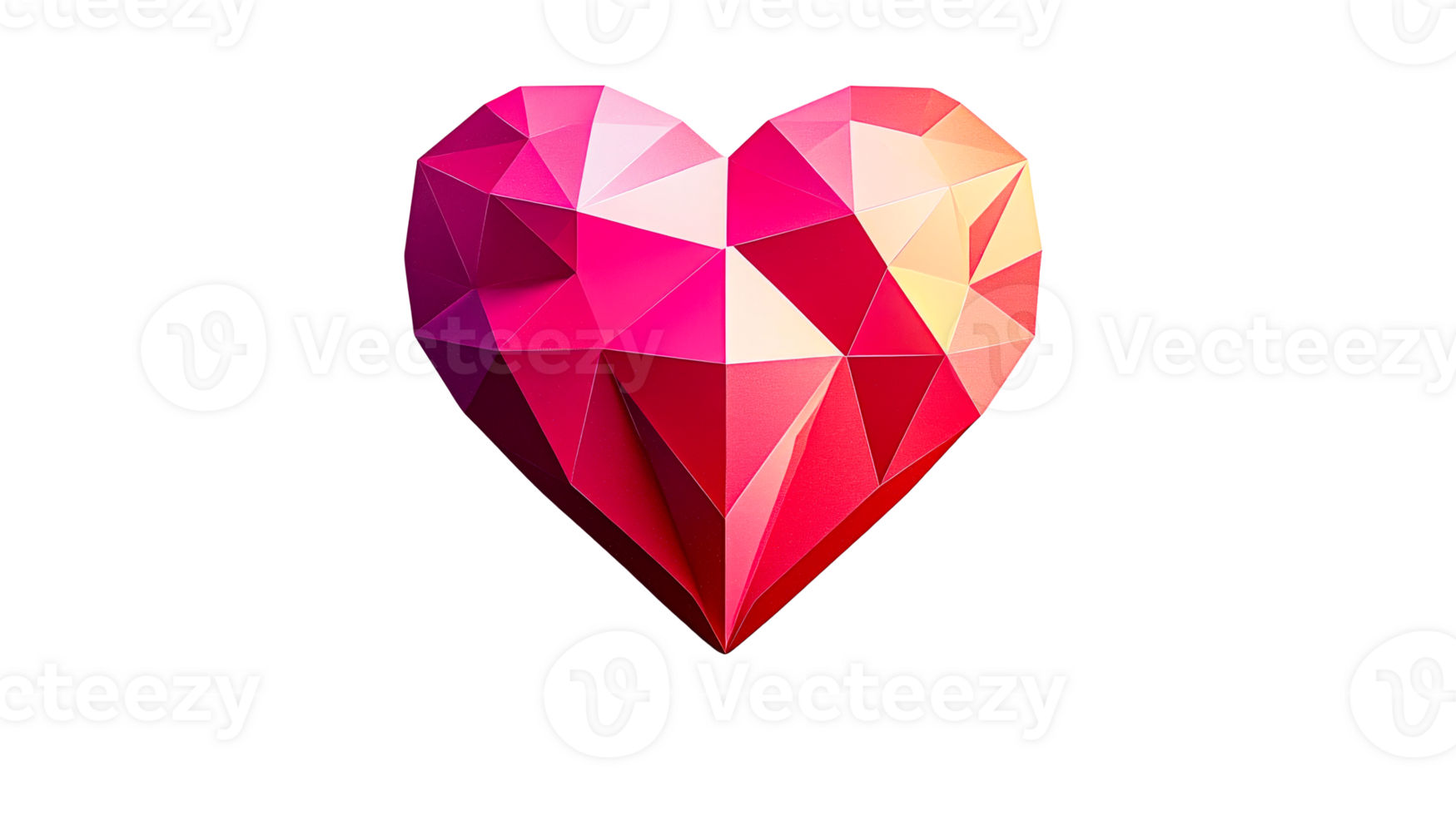 Polygonal heart shape, cut out transparent png